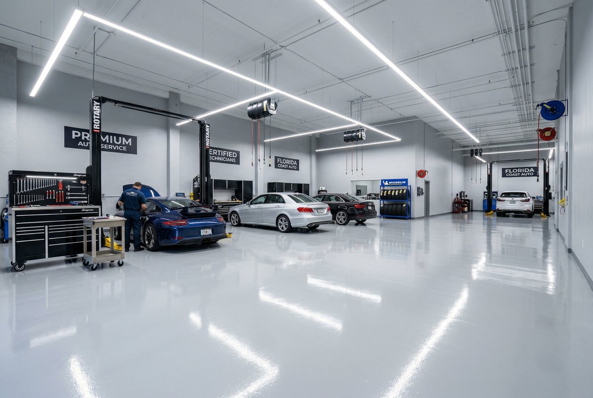 Commercial epoxy flooring installation in Palm Bay FL