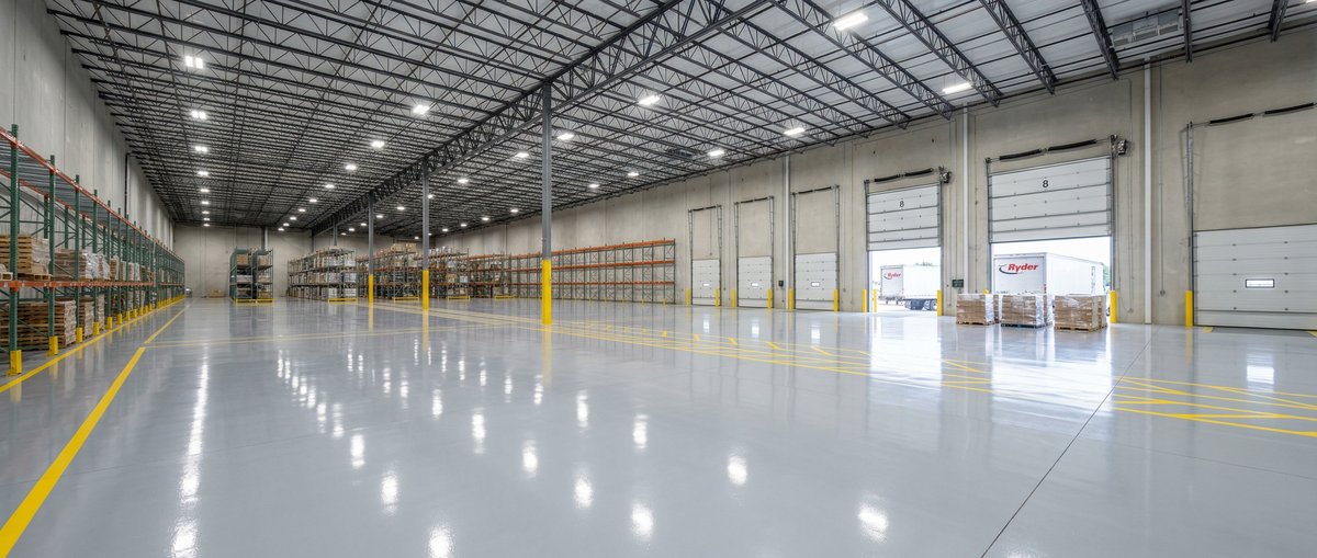 Commercial epoxy flooring project in Palm Bay FL warehouse