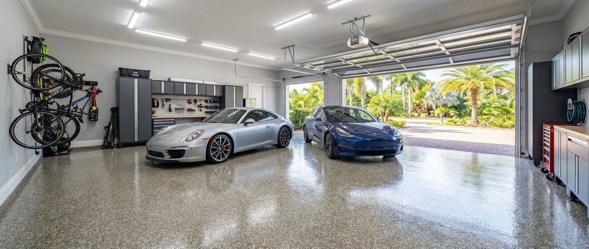 Professional garage floor epoxy coating installation in Palm Bay FL