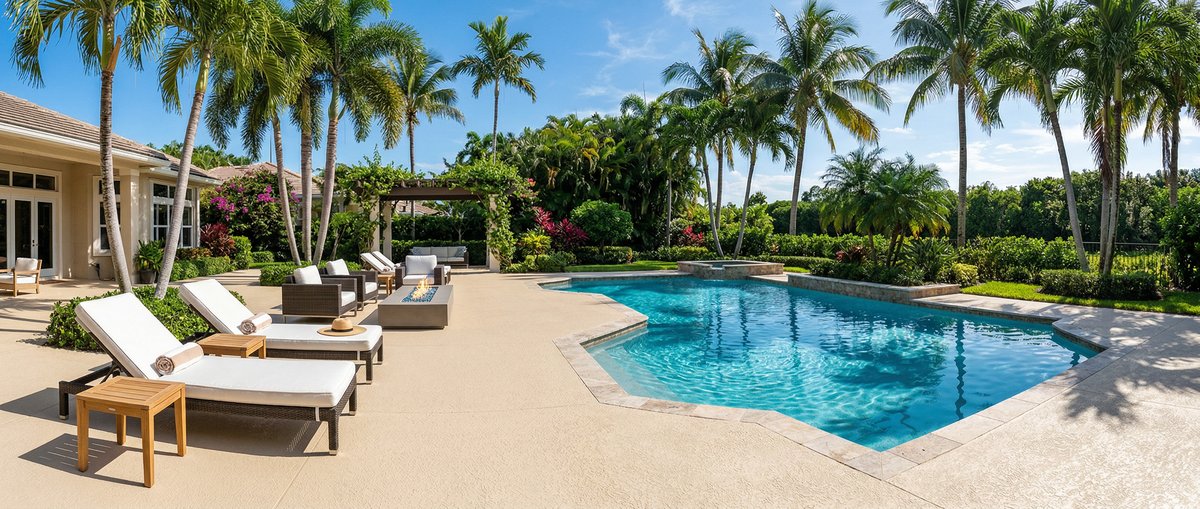 Patio and pool deck coating applied to Palm Bay FL home