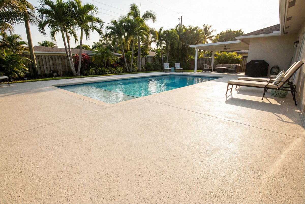 Pool deck and patio epoxy coating in Palm Bay FL